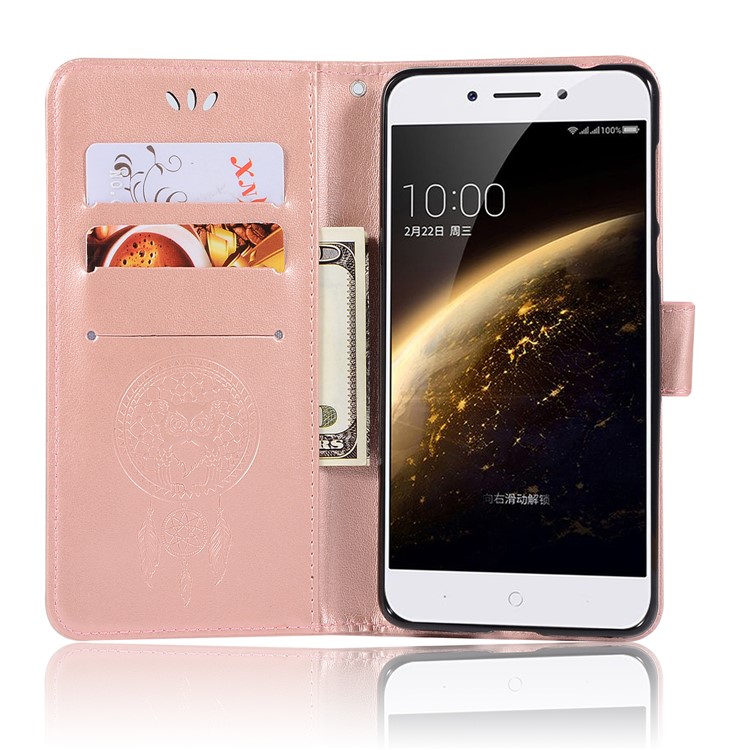 For Nokia 5 Imprint Owl Dream Catcher Pattern PU Leather Protection Wallet Shell - Rose Gold-4
