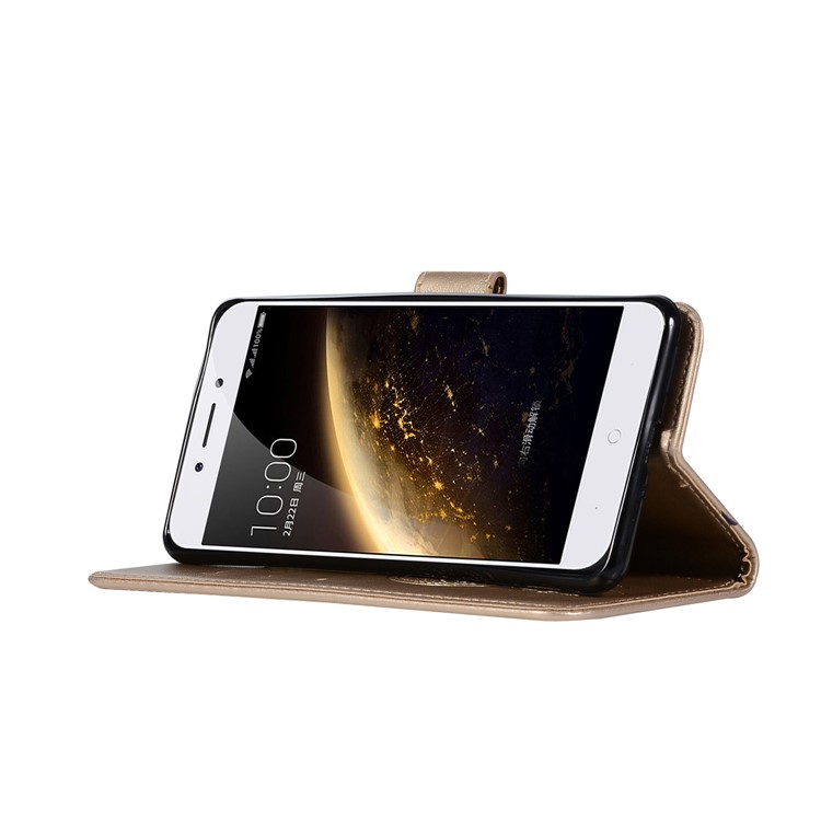 For Nokia 5 Imprint Owl Dream Catcher Pattern PU Leather Flip Stand Wallet Phone Case - Gold-5