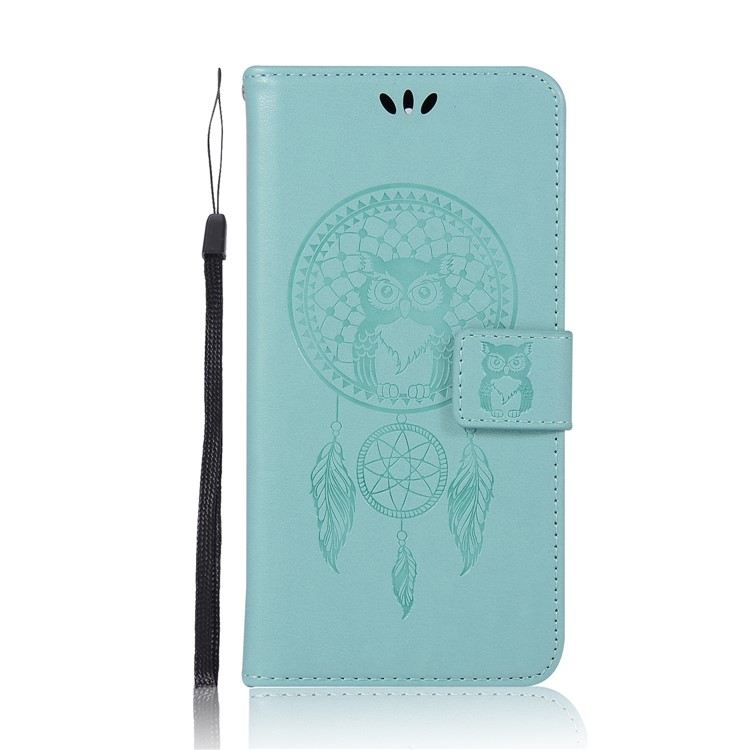 For Nokia 5 Imprint Owl Dream Catcher Pattern PU Leather Wallet Cover Shell with Stand - Cyan-2