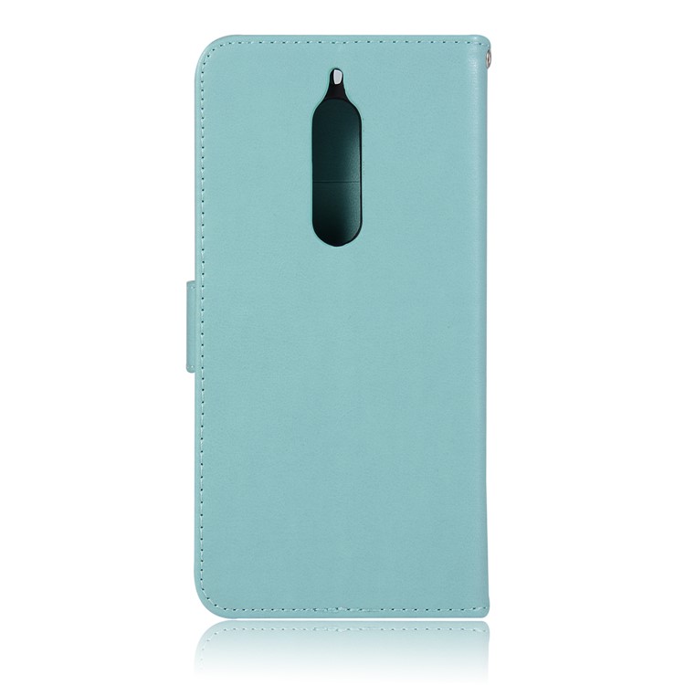 For Nokia 5 Imprint Owl Dream Catcher Pattern PU Leather Wallet Cover Shell with Stand - Cyan-3