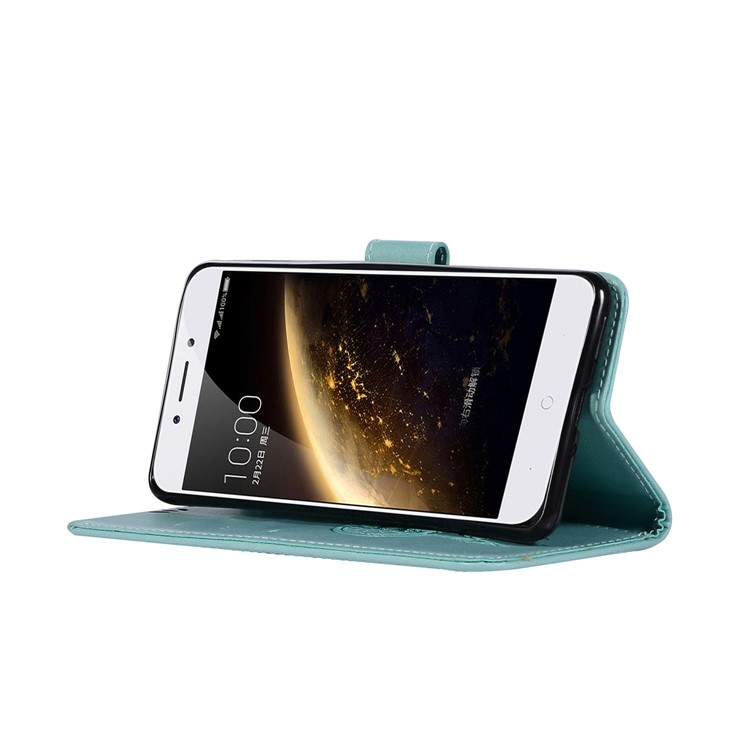 For Nokia 5 Imprint Owl Dream Catcher Pattern PU Leather Wallet Cover Shell with Stand - Cyan-5
