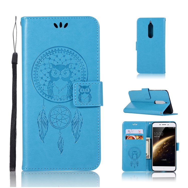 For Nokia 5 Imprint Owl Dream Catcher Pattern PU Leather Wallet Stand Mobile Casing - Blue-1
