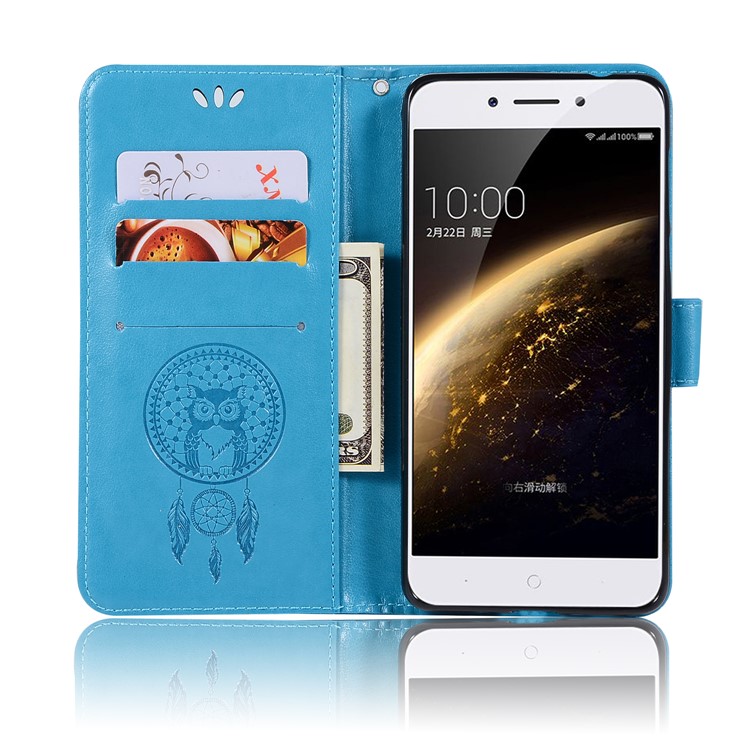 For Nokia 5 Imprint Owl Dream Catcher Pattern PU Leather Wallet Stand Mobile Casing - Blue-4