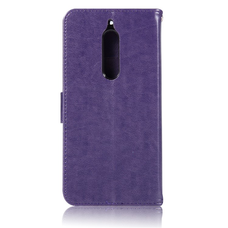 For Nokia 5 Imprint Owl Dream Catcher Pattern PU Leather Phone Case Accessory with Card Holder - Purple-3