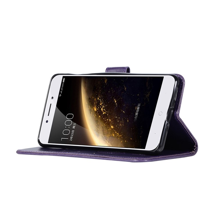 For Nokia 5 Imprint Owl Dream Catcher Pattern PU Leather Phone Case Accessory with Card Holder - Purple-5