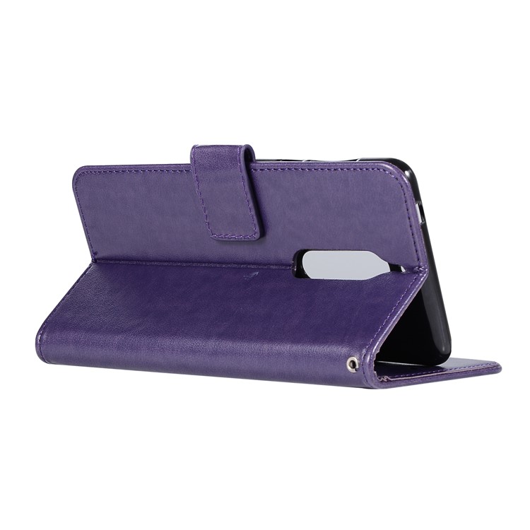 For Nokia 5 Imprint Owl Dream Catcher Pattern PU Leather Phone Case Accessory with Card Holder - Purple-6