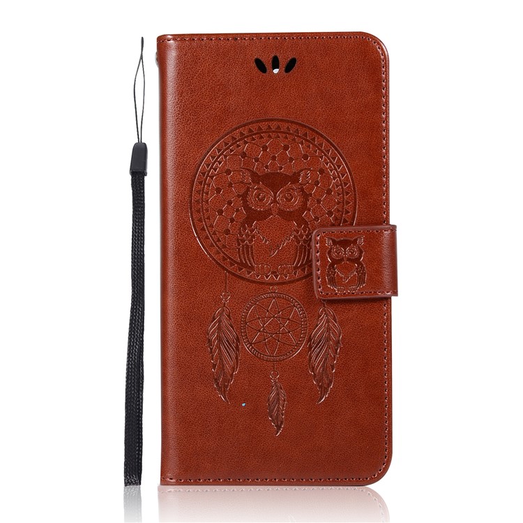 For Nokia 5 Imprint Owl Dream Catcher Pattern PU Leather Protective Card Slots Phone Casing - Brown-2