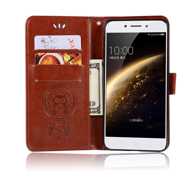 For Nokia 5 Imprint Owl Dream Catcher Pattern PU Leather Protective Card Slots Phone Casing - Brown-4
