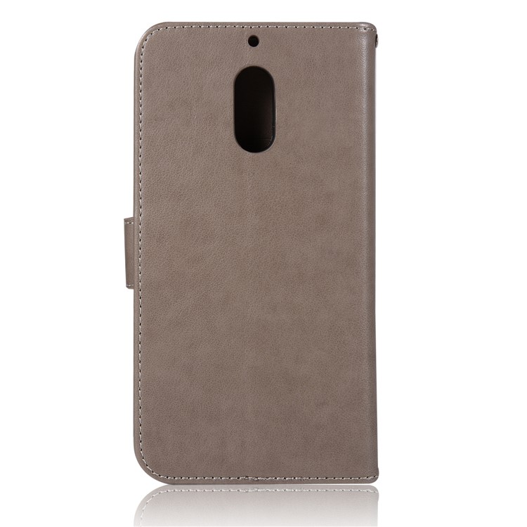 For Nokia 6 Imprint Owl Dream Catcher Pattern Wallet Leather Stand Phone Cover - Grey-3
