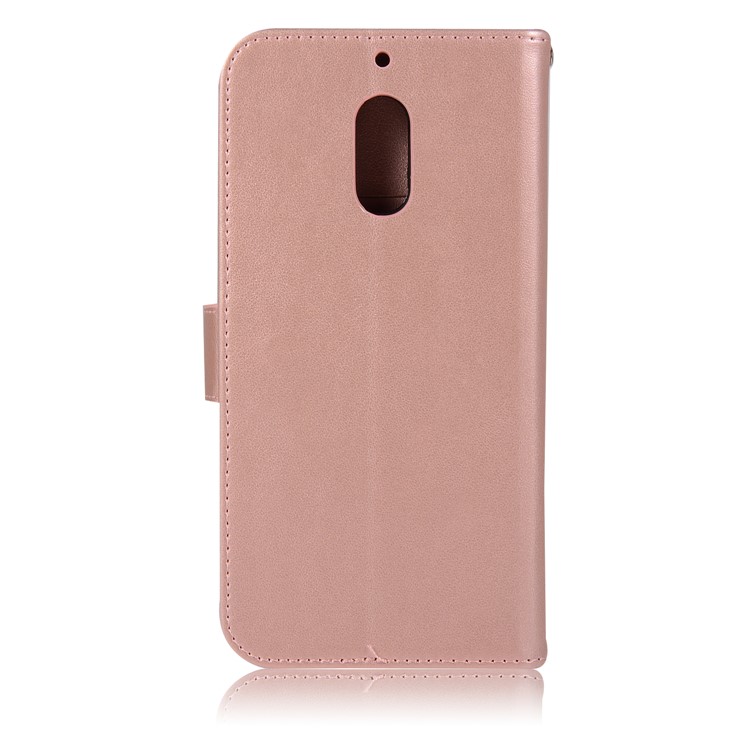 For Nokia 6 Imprint Owl Dream Catcher Pattern Wallet Leather Stand Phone Shell - Rose Gold-3