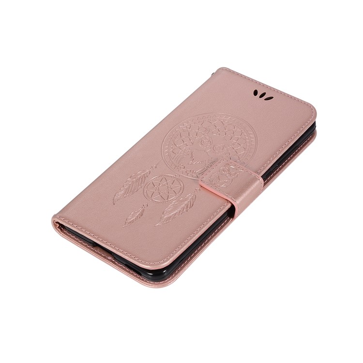 For Nokia 6 Imprint Owl Dream Catcher Pattern Wallet Leather Stand Phone Shell - Rose Gold-7