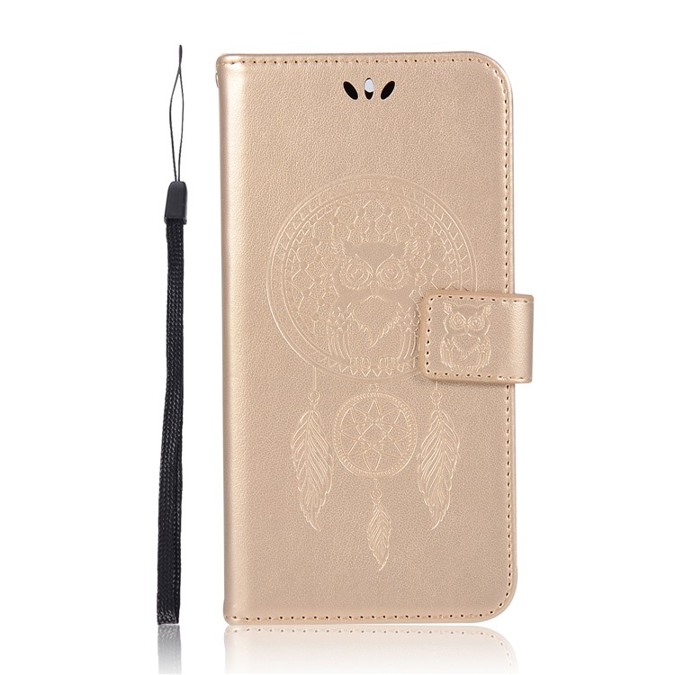 For Nokia 6 Imprint Owl Dream Catcher Pattern PU Leather Wallet Mobile Case - Gold-2
