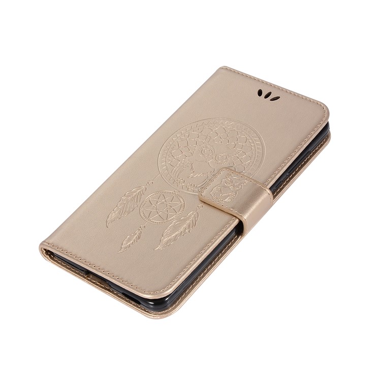 For Nokia 6 Imprint Owl Dream Catcher Pattern PU Leather Wallet Mobile Case - Gold-7