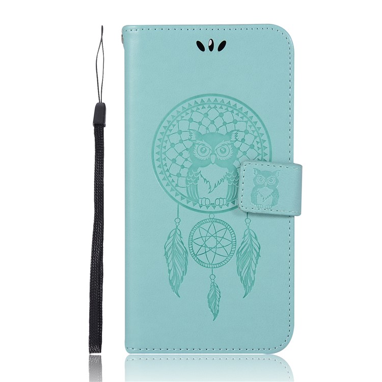 For Nokia 6 Imprint Owl Dream Catcher Pattern Wallet Leather Stand Phone Case - Cyan-2