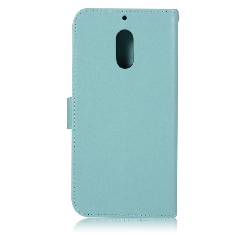 For Nokia 6 Imprint Owl Dream Catcher Pattern Wallet Leather Stand Phone Case - Cyan-3
