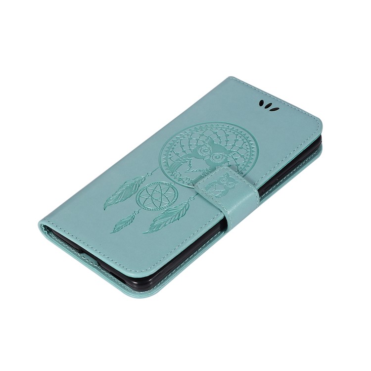 For Nokia 6 Imprint Owl Dream Catcher Pattern Wallet Leather Stand Phone Case - Cyan-7