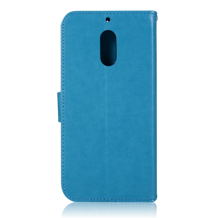 For Nokia 6 Imprint Owl Dream Catcher Pattern PU Leather Stand Mobile Cover - Blue-3