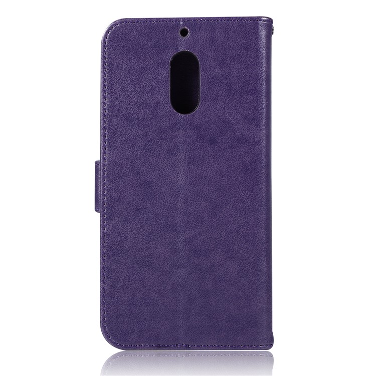For Nokia 6 Imprint Owl Dream Catcher Pattern PU Leather Card Holder Mobile Shell - Purple-3