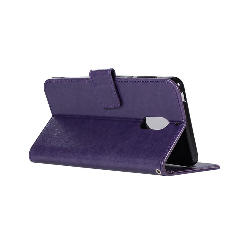 For Nokia 6 Imprint Owl Dream Catcher Pattern PU Leather Card Holder Mobile Shell - Purple-6