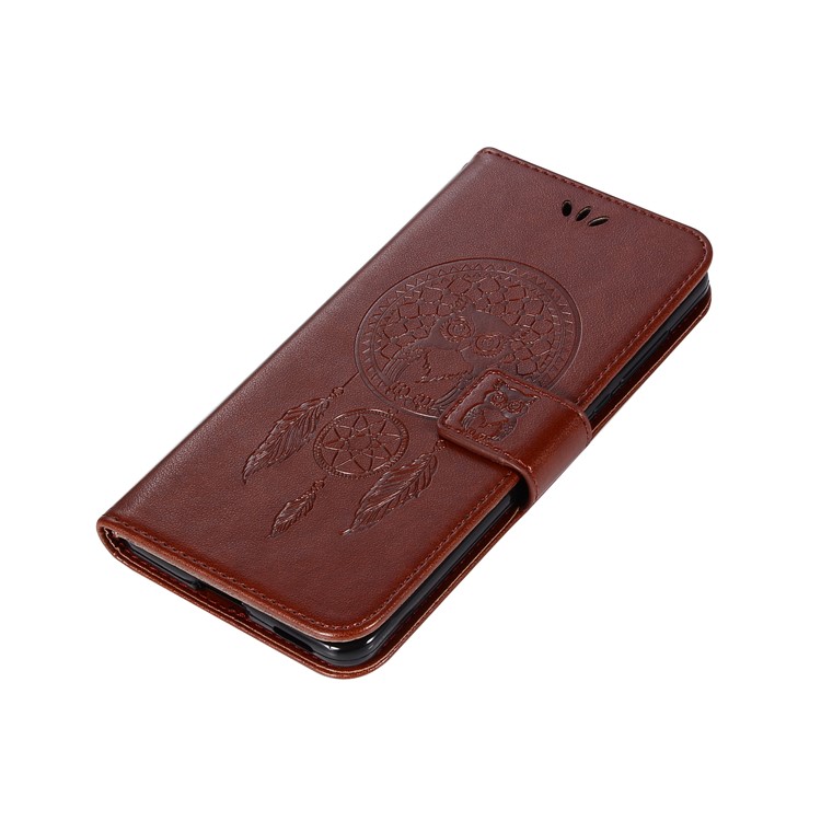 For Nokia 6 Imprint Owl Dream Catcher Pattern PU Leather Protective Cover Case - Brown-7
