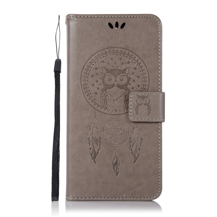 Imprint Owl Dream Catcher Pattern PU Leather Wallet Flip Stand Cover for Nokia 8 - Grey-2
