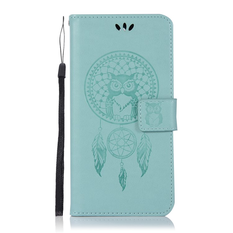 Imprint Owl Dream Catcher Pattern PU Leather Wallet Stand Phone Casing for Nokia 8 - Cyan-2