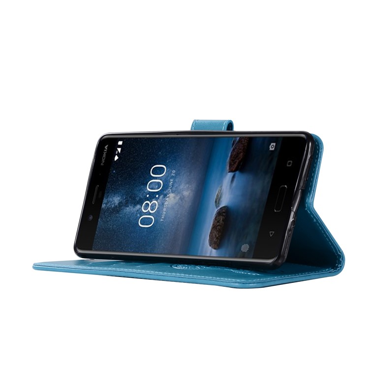 Imprint Owl Dream Catcher Pattern Wallet Stand Leather Cell Phone Case for Nokia 8 - Blue-5