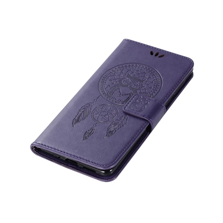 Imprint Owl Dream Catcher Pattern PU Leather Card Holder Phone Shell for Nokia 8 - Purple-7