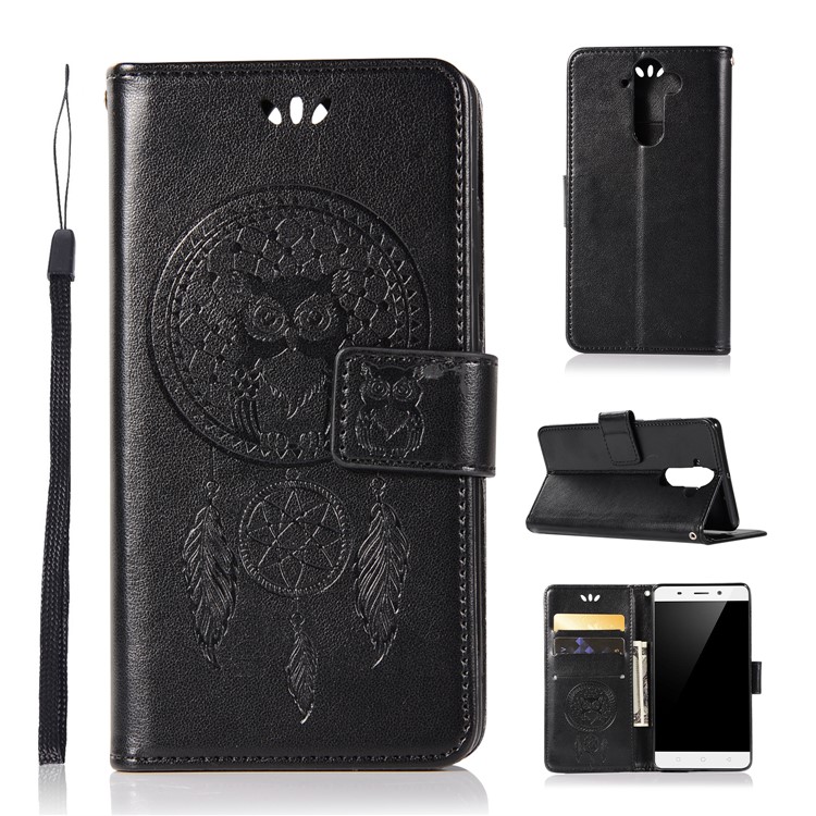 Imprint Owl Dream Catcher Pattern Wallet Leather Stand Case for Nokia 9 / 8 Sirocco - Black-1