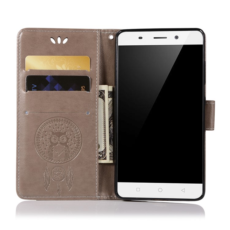 Imprint Owl Dream Catcher Pattern Wallet Leather Cover for Nokia 9 / 8 Sirocco - Grey-4
