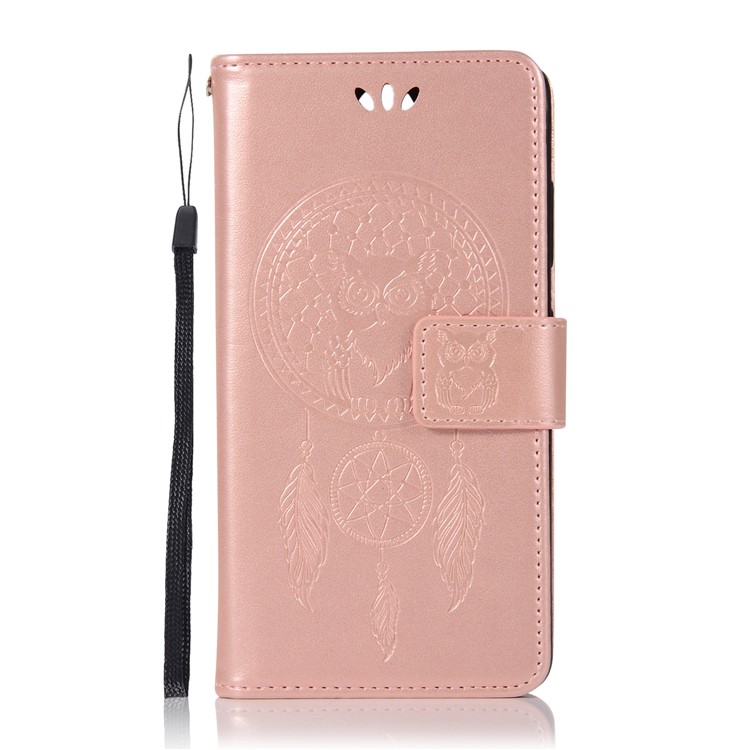 Imprint Owl Dream Catcher Pattern Stand Leather Wallet Shell for Nokia 9 / 8 Sirocco - Rose Gold-2