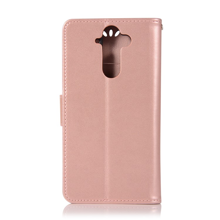 Imprint Owl Dream Catcher Pattern Stand Leather Wallet Shell for Nokia 9 / 8 Sirocco - Rose Gold-3