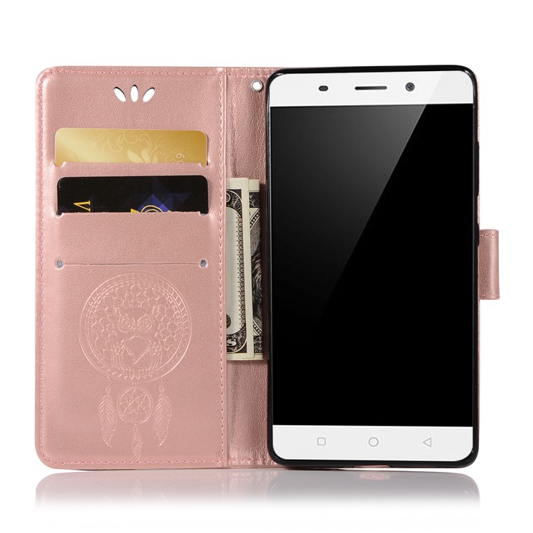 Imprint Owl Dream Catcher Pattern Stand Leather Wallet Shell for Nokia 9 / 8 Sirocco - Rose Gold-4