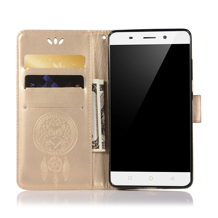 Imprint Owl Dream Catcher Pattern PU Leather Stand Wallet Case for Nokia 9 / 8 Sirocco - Gold-4