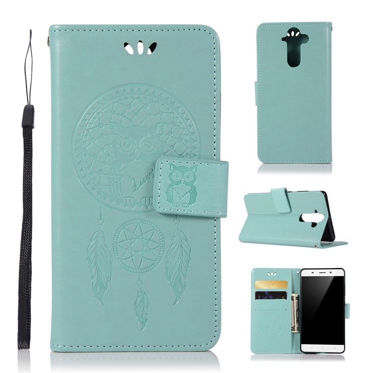 Imprint Owl Dream Catcher Pattern Wallet Leather Phone Cover for Nokia 9 / 8 Sirocco - Cyan-1