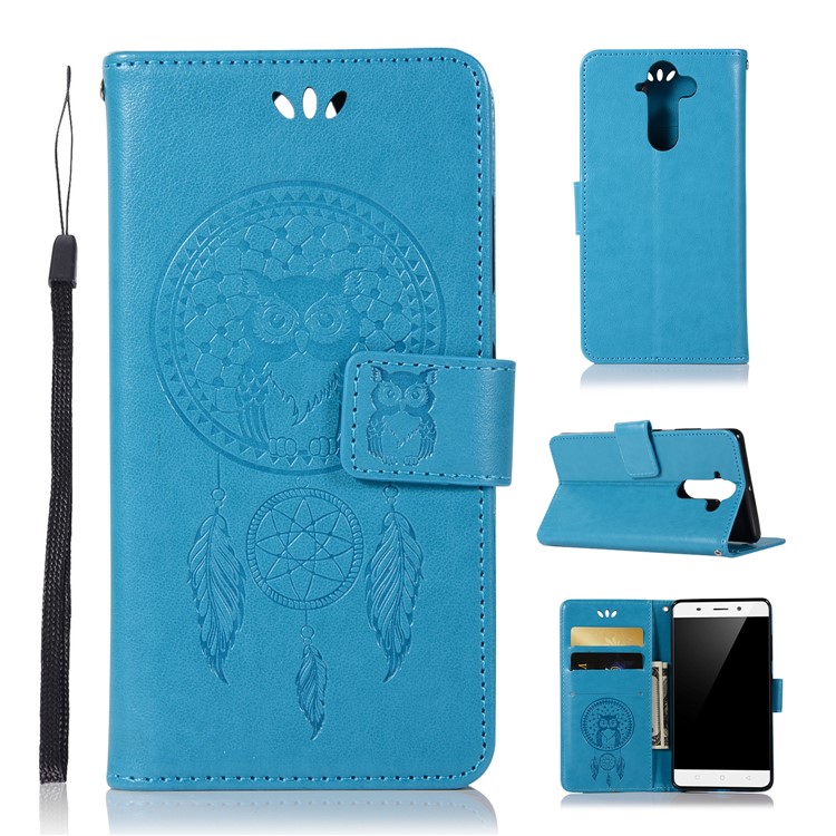 Imprint Owl Dream Catcher Pattern PU Leather Card Holder Phone Shell for Nokia 9 / 8 Sirocco - Blue-1
