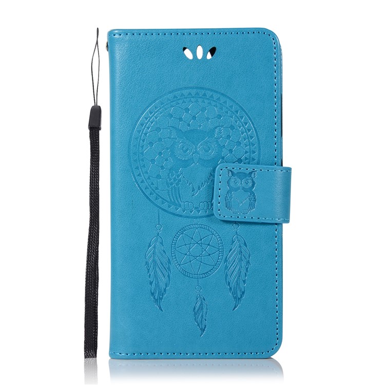 Imprint Owl Dream Catcher Pattern PU Leather Card Holder Phone Shell for Nokia 9 / 8 Sirocco - Blue-2