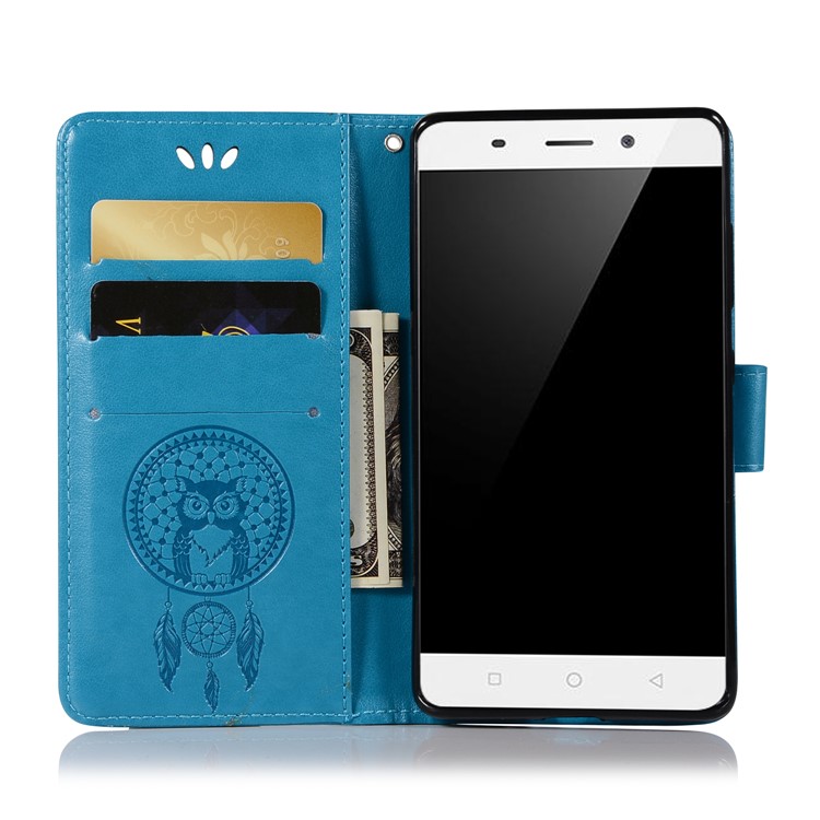 Imprint Owl Dream Catcher Pattern PU Leather Card Holder Phone Shell for Nokia 9 / 8 Sirocco - Blue-4