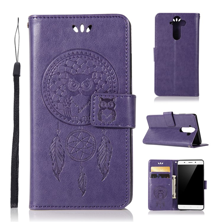 Imprint Owl Dream Catcher Pattern Wallet Stand Leather Mobile Case for Nokia 9 / 8 Sirocco - Purple-1