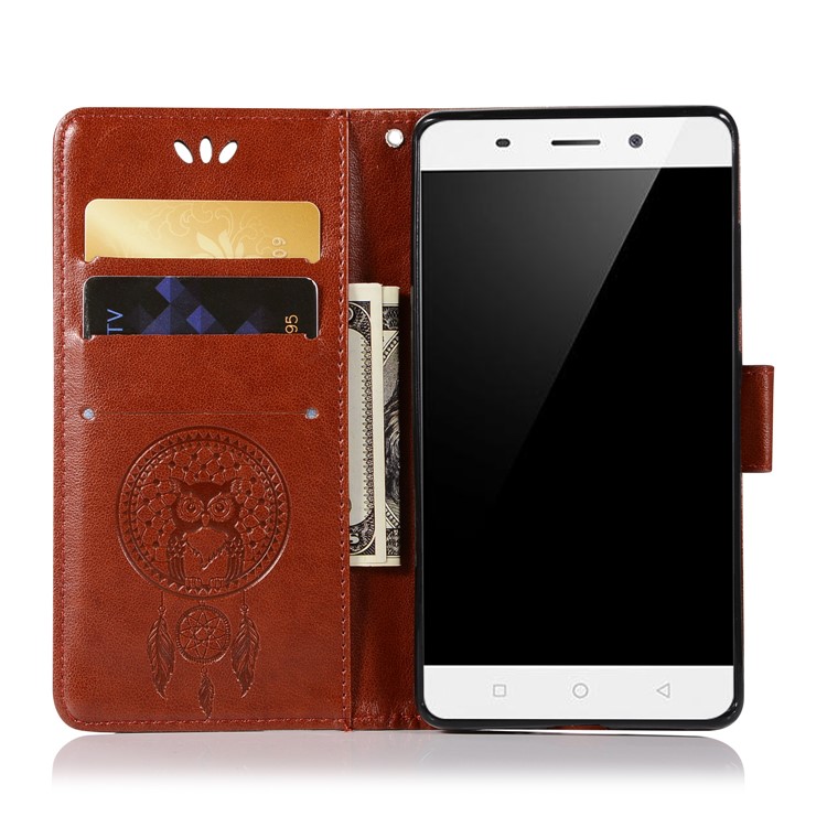 Imprint Owl Dream Catcher Pattern PU Leather Magnetic Wallet Cover Shell for Nokia 9 / 8 Sirocco - Brown-4