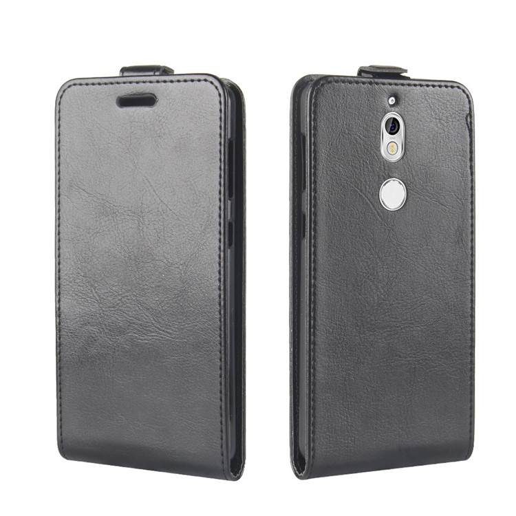 Crazy Horse Texture Vertical Flip Card Holder Leather Case for Nokia 7 - Black-4