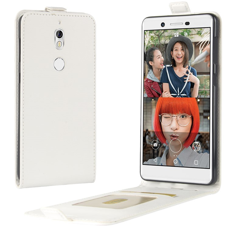 Crazy Horse Texture Vertical Flip Card Holder Leather Cover for Nokia 7 - White-1