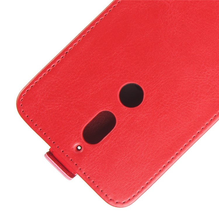 Crazy Horse Texture Vertical Flip Card Holder Leather Mobile Case for Nokia 7 - Red-2