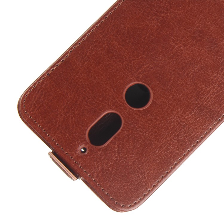 Crazy Horse Texture Vertical Flip Card Holder Leather Mobile Cover for Nokia 7 - Brown-2