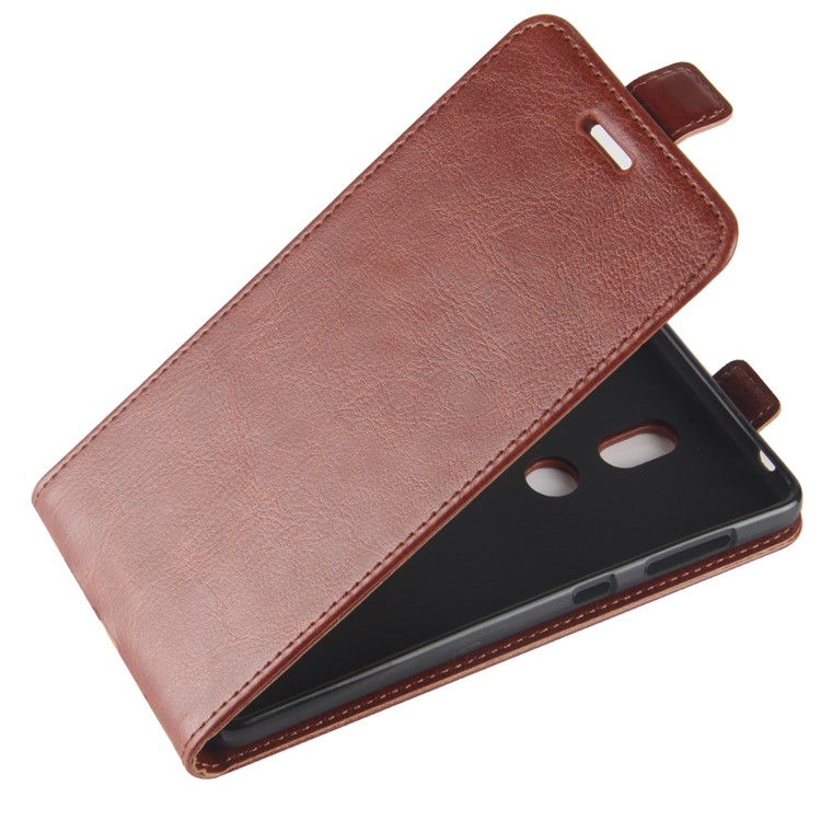 Crazy Horse Texture Vertical Flip Card Holder Leather Mobile Cover for Nokia 7 - Brown-3