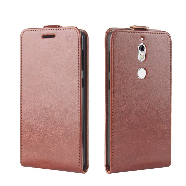 Crazy Horse Texture Vertical Flip Card Holder Leather Mobile Cover for Nokia 7 - Brown-4