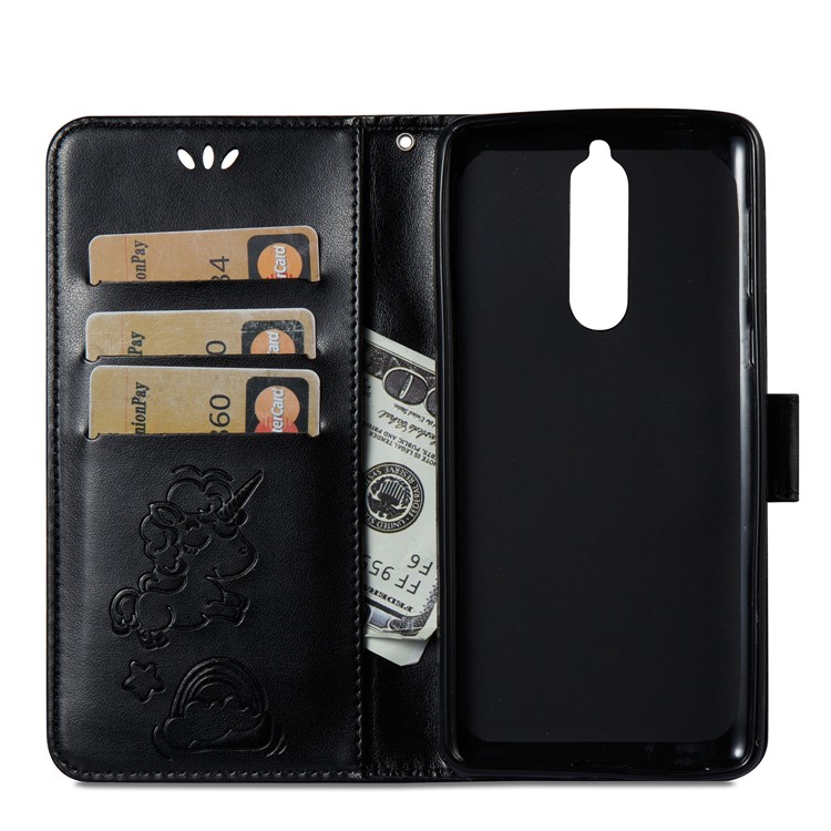 Imprinted Unicorn Pattern Leather Wallet Case for Nokia 8 - Black-10