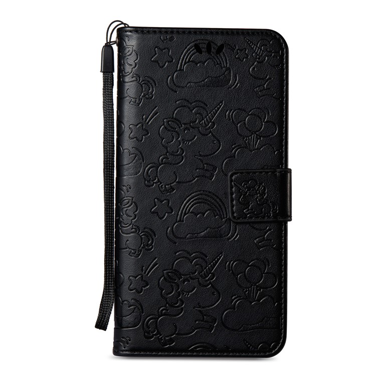 Imprinted Unicorn Pattern Leather Wallet Case for Nokia 8 - Black-3