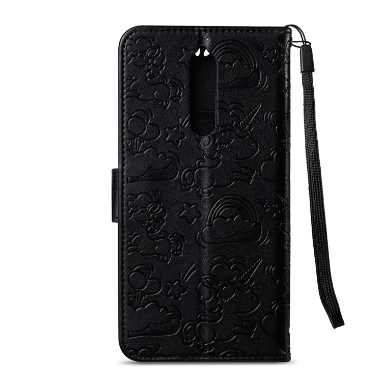 Imprinted Unicorn Pattern Leather Wallet Case for Nokia 8 - Black-4