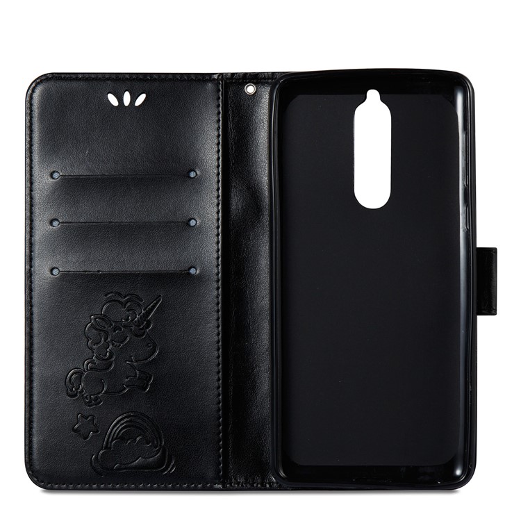 Imprinted Unicorn Pattern Leather Wallet Case for Nokia 8 - Black-9